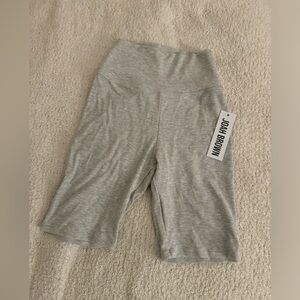 Joah Brown Ribbed Biker Shorts